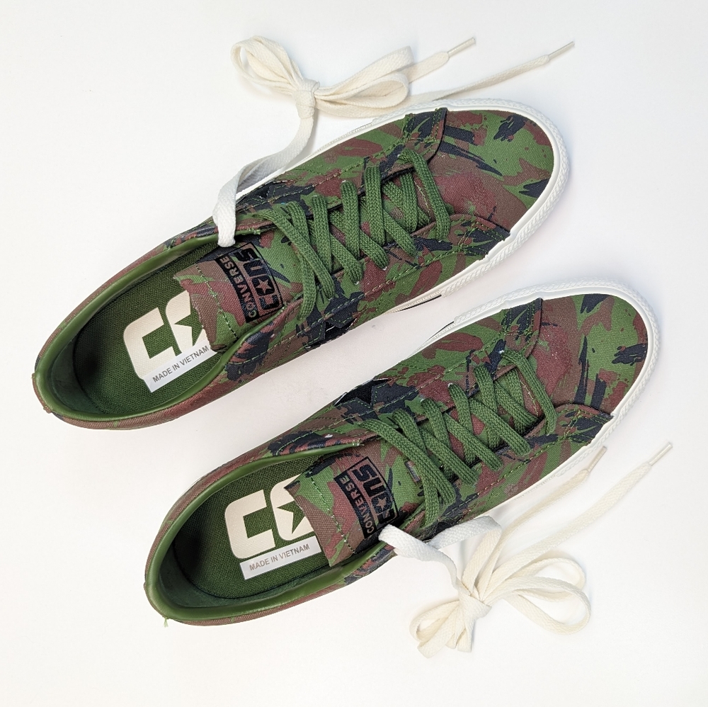 Converse One Star Pro OX Cypress Green Black Egret Camo Canvas Shoes Women's 11